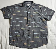 Salty Crew Gray Shirt Men's Fish "Find Refuge in The Sea" Size Large 100 Cotton