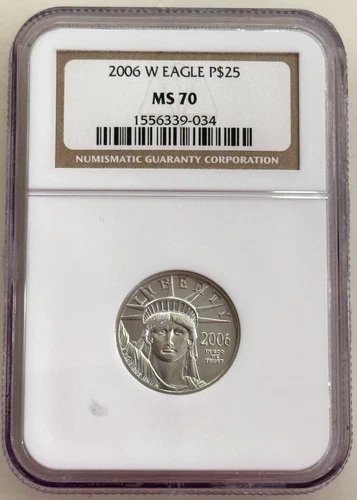 2006-W $25 BURNISHED PLATINUM EAGLE STATUE OF LIBERTY NGC MS70