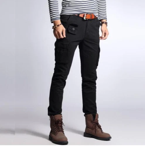 Herren Cargo Militär Hose Arbeiterhose Baumwolle Freizeit Slim Fit Tasche Skinny - Bild 3 von 47