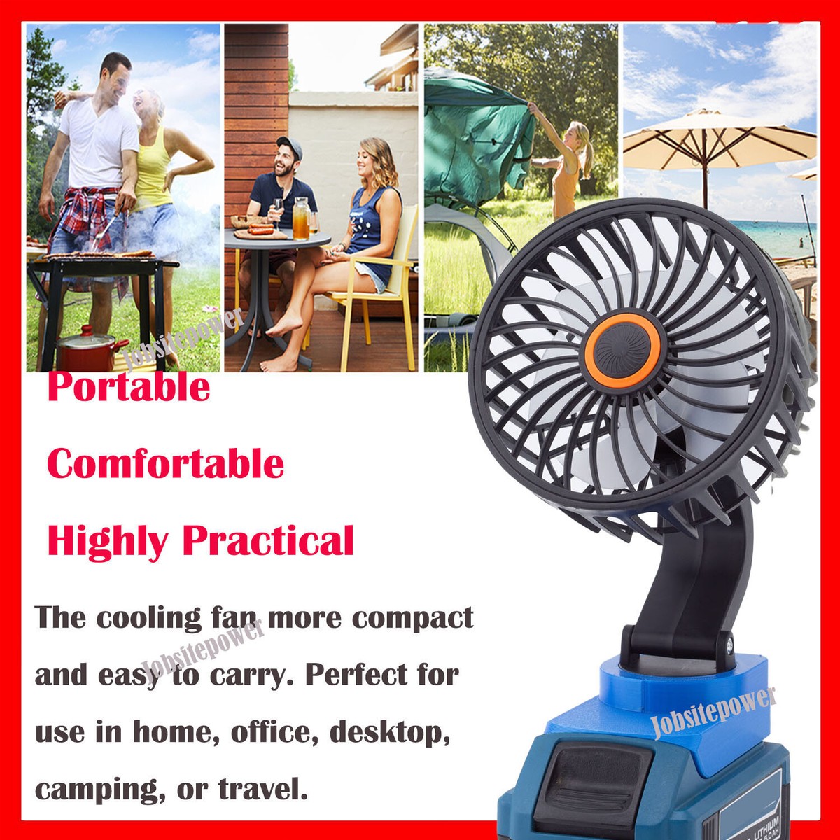 Portable Fan For Hercules 20V Li-Ion Battery Cordless Jobsite Fan
