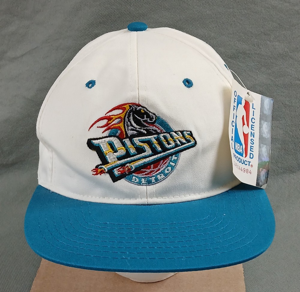 Vintage Lee Sports Detroit Pistons Snapback Hat Blue White Adjustable