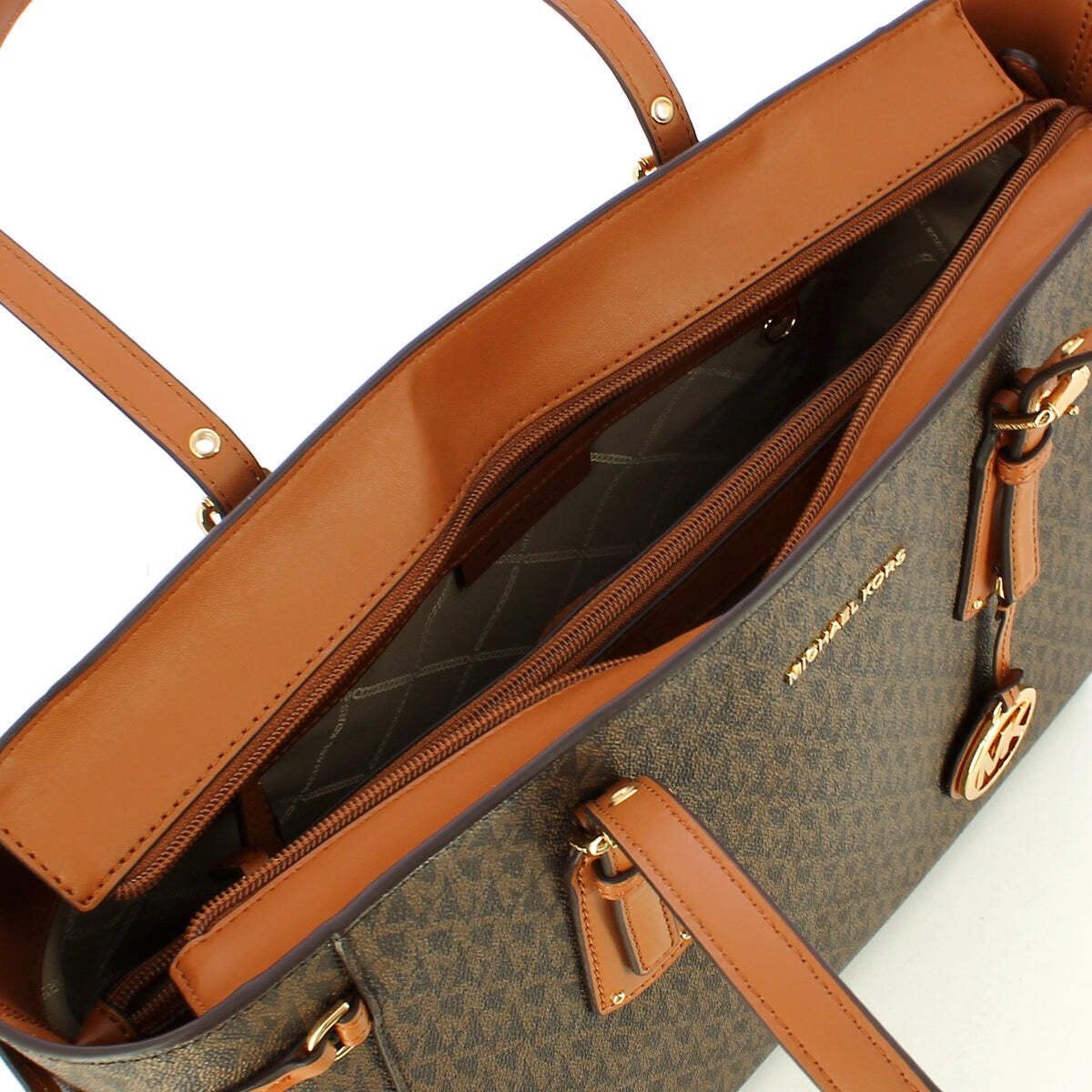 【国内即発】MICHAEL KORS VOYAGER トートバッグ 30F8GV6T2B 200 NEW Michael Kors - Voyager Medium Brown Logoed Tote