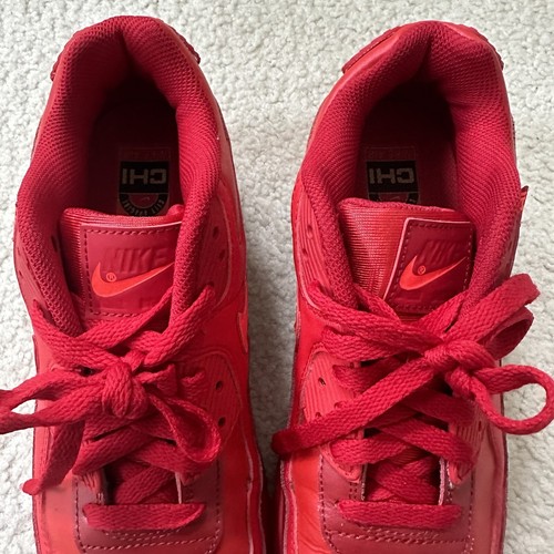 Nike Air Max 90 City Special Chicago ALL RED Sneakers Shoes Size 7Y - Picture 10 of 13