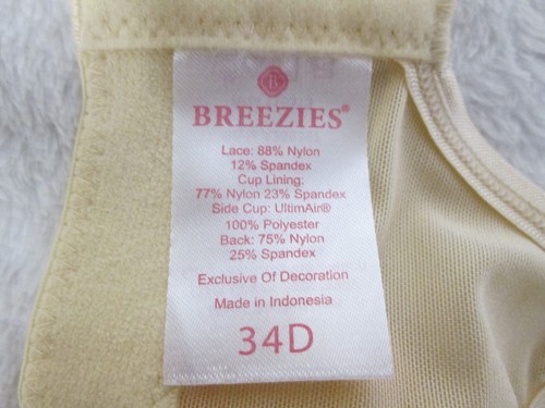 Reggiseno 34D nudo donna breezies senza imbottitura motivo rosa nylon/spandex nuovo senza etichette (B18-201) - Foto 5 di 10
