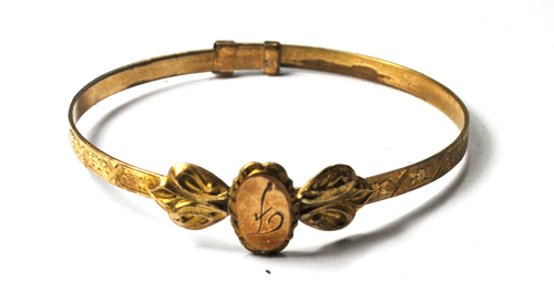 Vintage Gold Filled DB & Co 1-7/8" Kinder Armreif Armband 12mm verziert floral