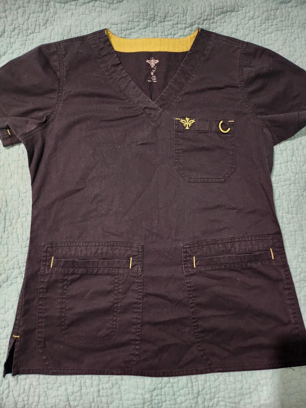 Black scrub top size small