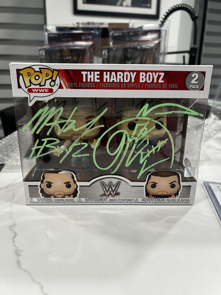 WWE The Hardy Boyz ( Matt Hardy & Jeff Hardy) Signed Funko Pop PSA