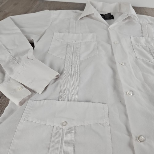 Gongora Guayabera Shirt Mens 38 White Embroidered Long Sleeve Button Up - Picture 3 of 7