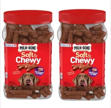 Two box Milk-Bone Soft & Chewy Dog Treats, Beef & Filet Mignon Recipe, 25oz Each