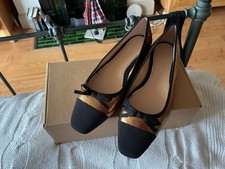 Boden Toe Cap Flat Ballet Size 42(8/9) Gold/Bronze&black Leather&Grosgrain NIB