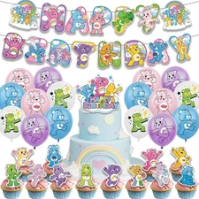 Care Bears Theme Birthday Party Supplies Set Balloon Banner Cake Toppers