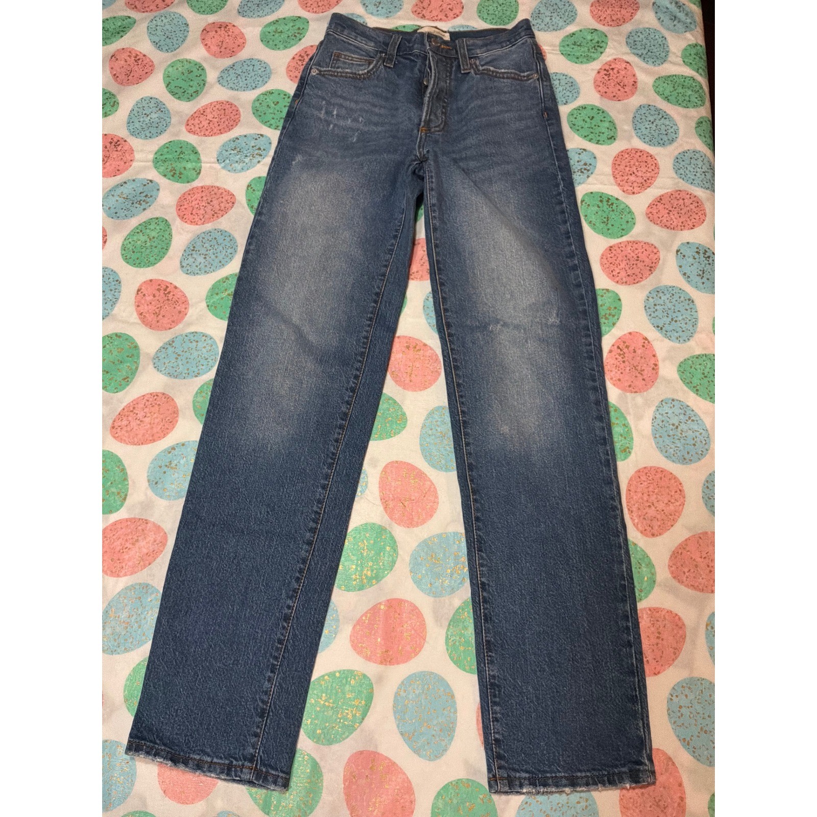 Universal Thread Womens High Rise 90s Straight Leg Jeans Blue Size 0R Distressed