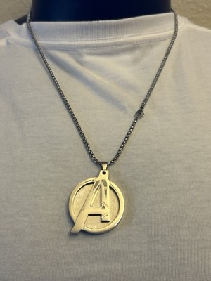 MARVEL AVENGERS ''A'' LOGO STAINLESS STEEL PENDANT ON 22'' CHAIN With Box