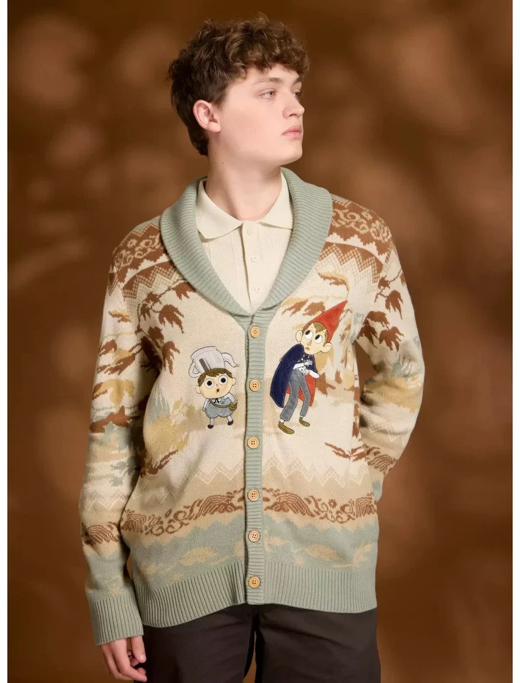 Cárdigan Over The Garden Wall Wirt & Greg Leaves Cuello GRANDE Nuevo Foto 2 de 4