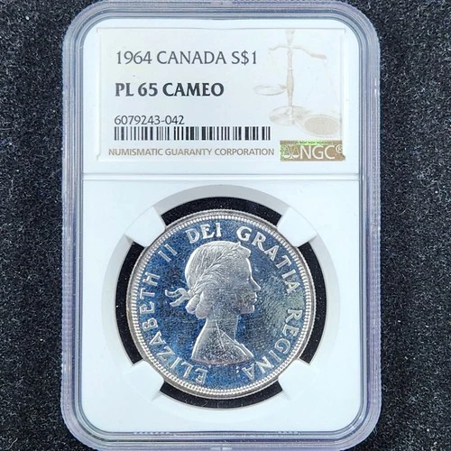 Prooflike Silver 1964 Canada $1 Dollar | NGC PL65 Cameo