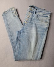 Express Women's Light Wash Blue Denim Skinny Jeans Mid Rise Stretch 5-Pocket 4