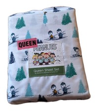 Peanuts Queen Sheet Set Skiing Christmas Winter Pattern Berkshire Blanket Home