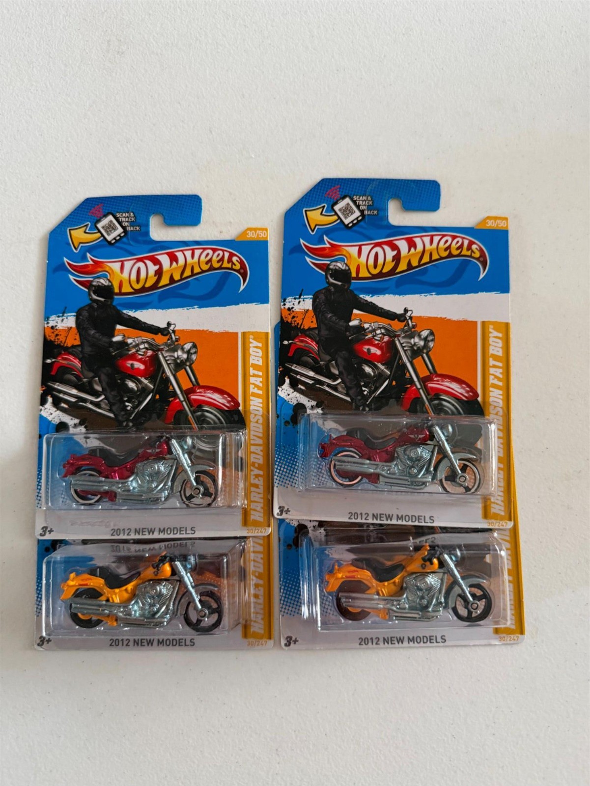Hot Wheels 2012 New Models Harley Davidson Fat Boy Lot of 4 A13