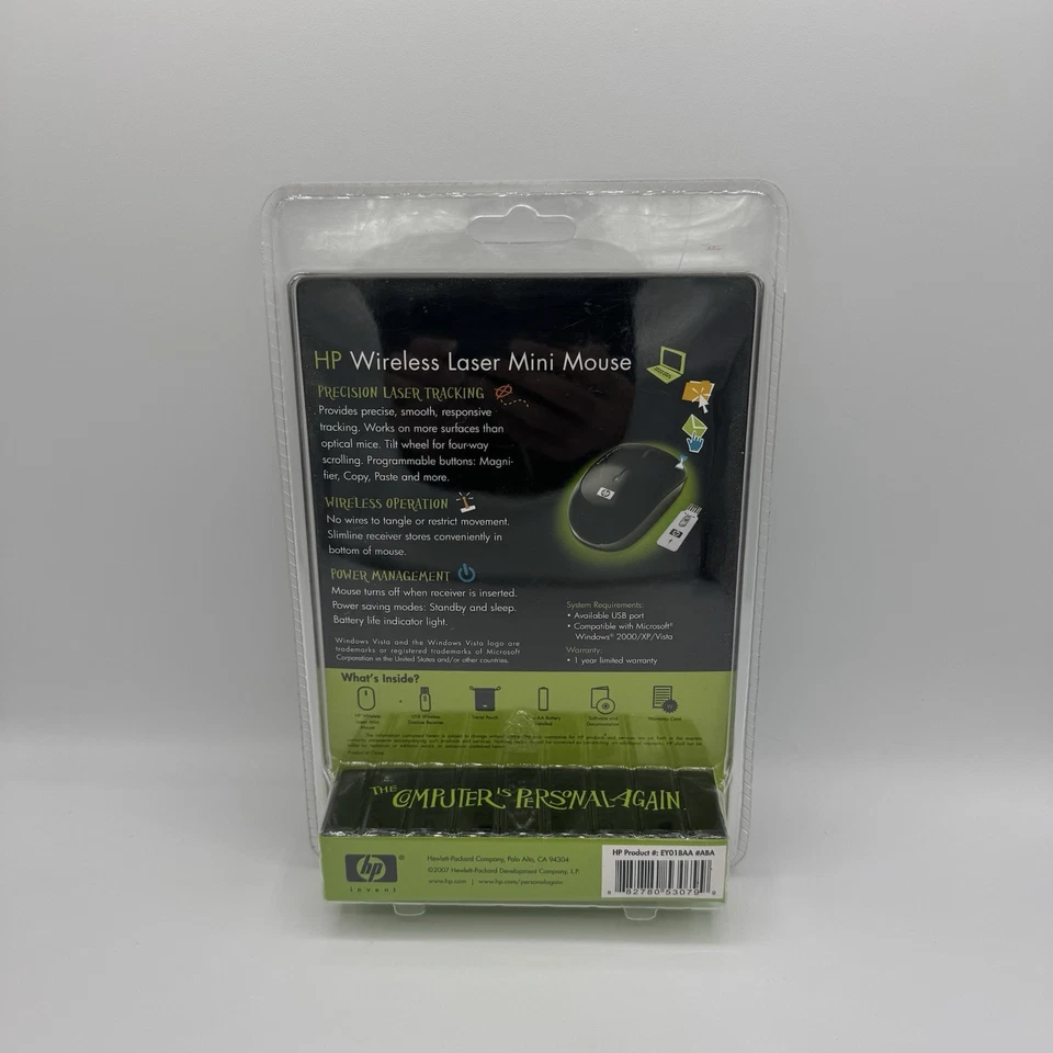 HP Wireless Laser Mini Mouse Black EY018AA - Brand New & Sealed - Image 2 of 2