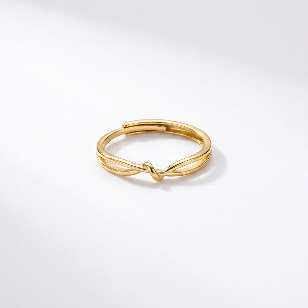 Gold Knot Ring Love Promise Infinity Adjustable Dainty Jewelry Gift for Her