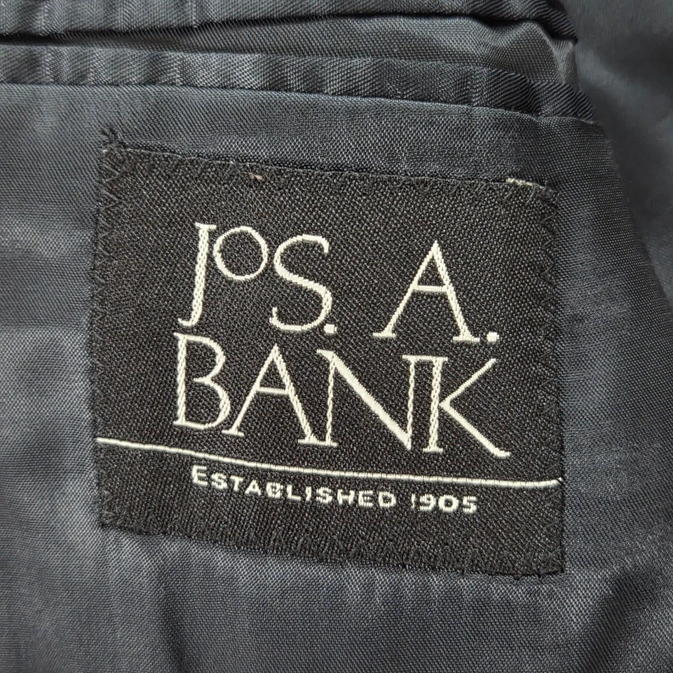 Jos A Bank Mens 42R Blazer Pinstripe 100% Wool Two Button Suit Jacket - Image 4 of 4