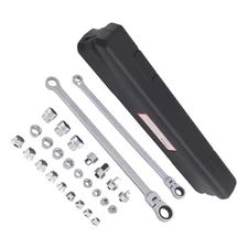 Flex Head Ratchet Wrench Set 14mm/19mm Socket Kit Chrome Vanadium Steel