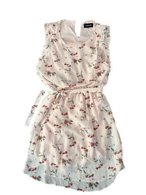 Sugar Lips Pink Floral Ruffle Belted Sleeveless Short Dress A-Line Size S