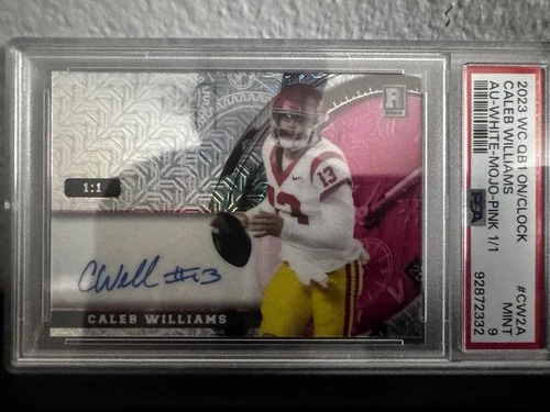 Wild Card QB1 On The Clock Pink Mojo 1/1 Auto Caleb Williams PSA 9 Rookie Card