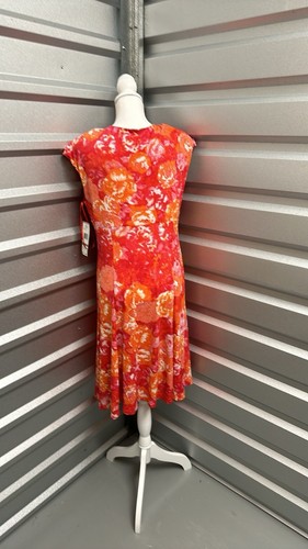 NWT Jones New York Dress Y2K Floral V Neck MIDI Dress Colorful Stretch Size 12 - Picture 5 of 10