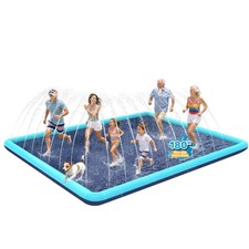 127" x 127" Giant Square Splash Pad for Dogs , Extra Large Non-Slip Sprinkl...