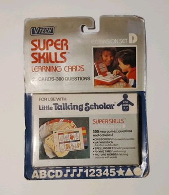 Vintage 1990 VTech Super Skills Cards Expansion Set D for Little Talking Scholar