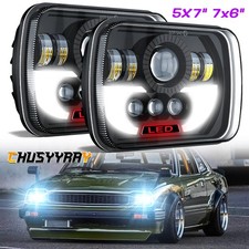 Pair 7x6 5x7 Led Headlights Highlow Beam Lamps For Honda Prelude 1979-1991