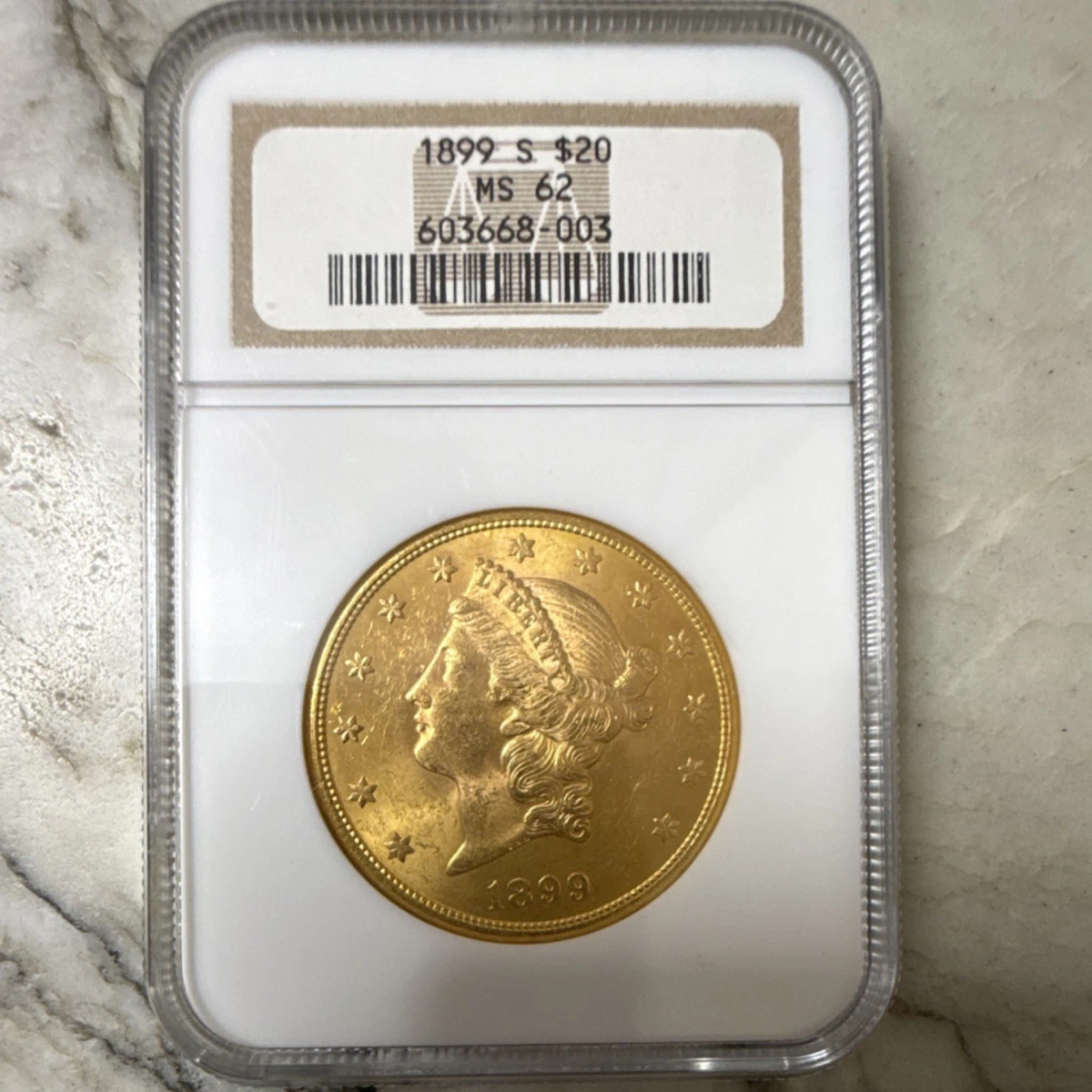 MS 62 Graded 1899 Year Double Eagle $20 US Gold Coins (Pre - 1933