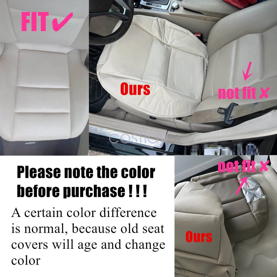 2008-2010-2014 se adapta a Mercedes Benz C350 C300 C250 2X cubierta de asiento inferior color tostado Foto 2 de 4