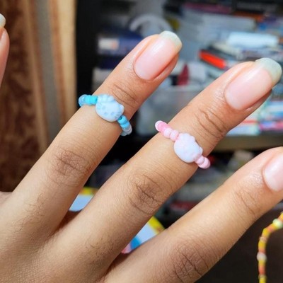 Rosa Hello Kitty Stil Samen Perlen Stretch Ring y2k kawaii sanrio gyaru harajuku 