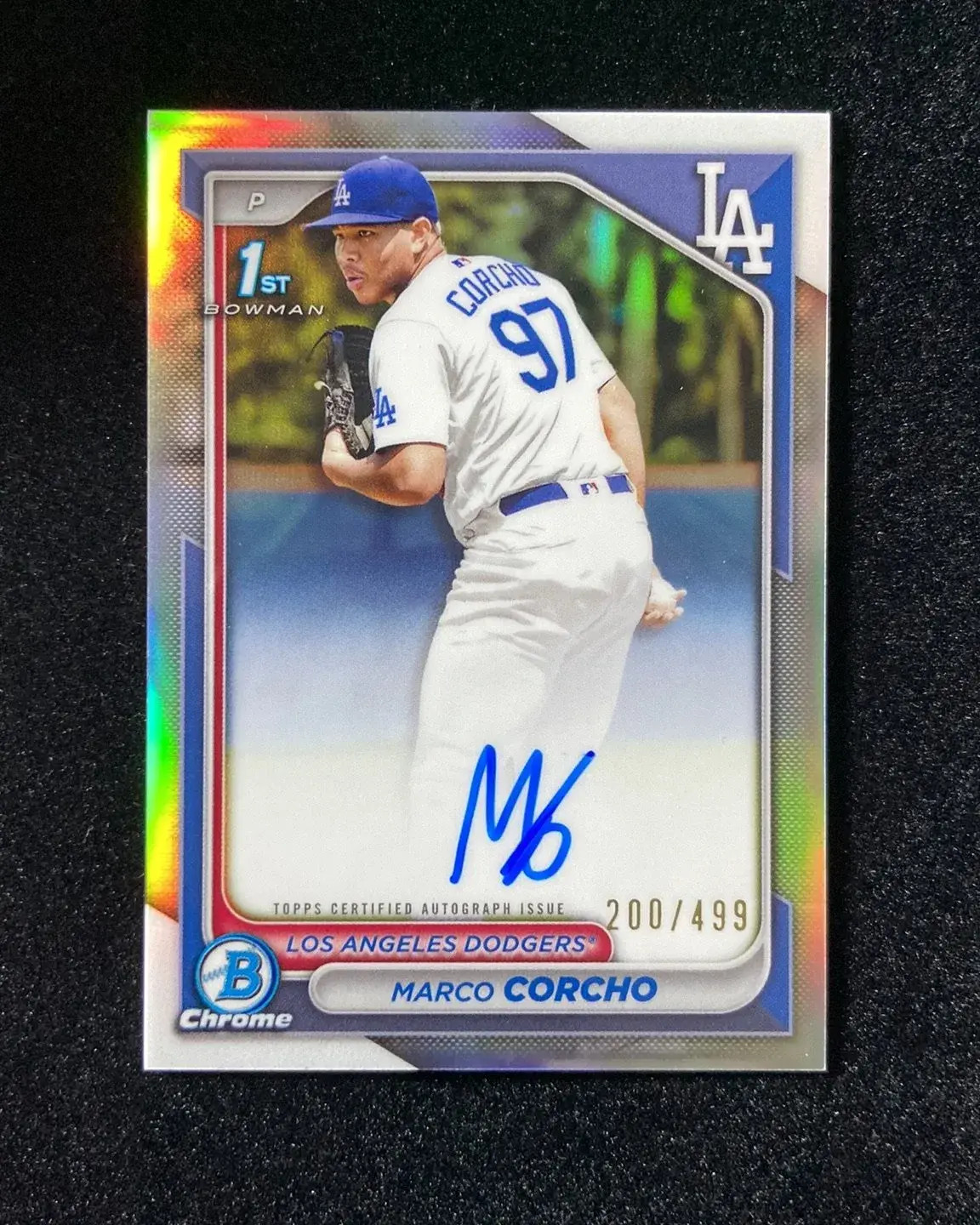 2024 Topps Bowman Chrome Prospect Refractor Marco Corcho 1st Auto 200/499 HD