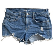 Old Navy Jean Shorts Womens 4 Blue Jean Denim Boyfriend Cut Off Distressed