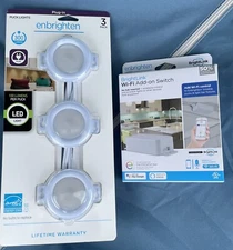 Enbrighten Puck Lights 3-pack Plug White LED with WiFi Module Smart Home