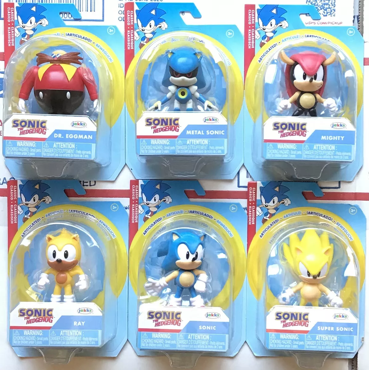 Jakks Sonic 2.5” In Classic Figure Lot Super Ray Mighty Eggman Metal Sonic  Toys