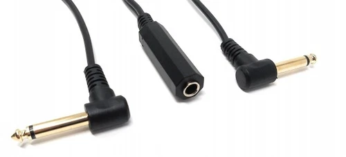 Audio Y Kabel 22 cm 6,35 mm Stereo 2x Klinke Stecker zu Buchse Adapter Schwarz	