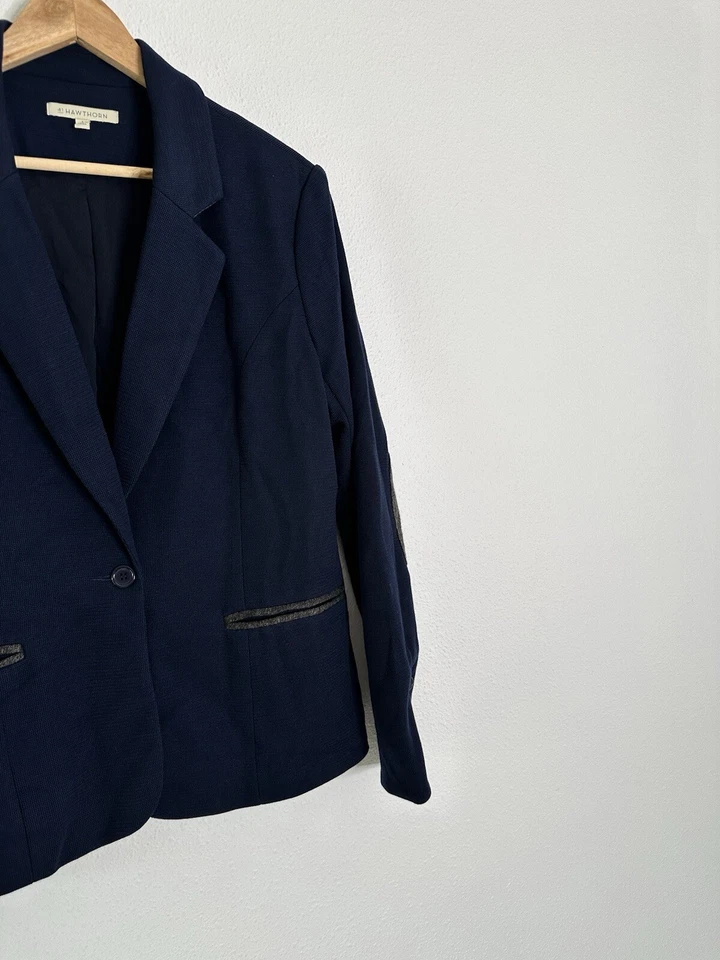 41HAWTHORN Corinth navy blue elbow patch blazer jacket Large L Stitch Fix - Image 4 of 4