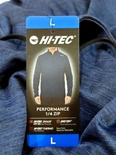 HI-TEC Men's 1/4 Zip Performance Pullover UPF 50+ Thermo Easy Care Navy, Size L