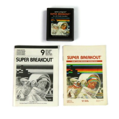 Vintage Atari SUPER BREAKOUT Video Game Cartridge and Manuals  Atari 1978