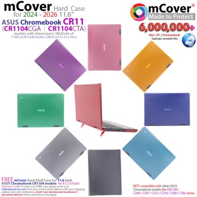 NEW mCover Case for 2024-2026 11.6'' ASUS Chromebook CR11 CR1104 Series laptop