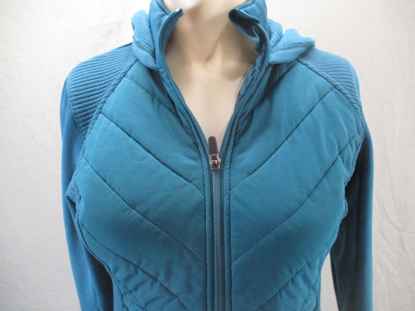 Giacca sportiva trapuntata Fila taglia XS donna teal full zip supporto colletto tasca 355