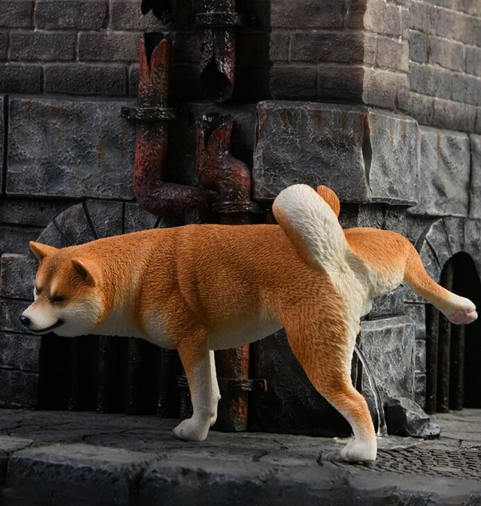 3Pcs Cute Shiba Inu Leg Lift Pee 14*6*9cm Figures Simulation Model Funny  Art Toy