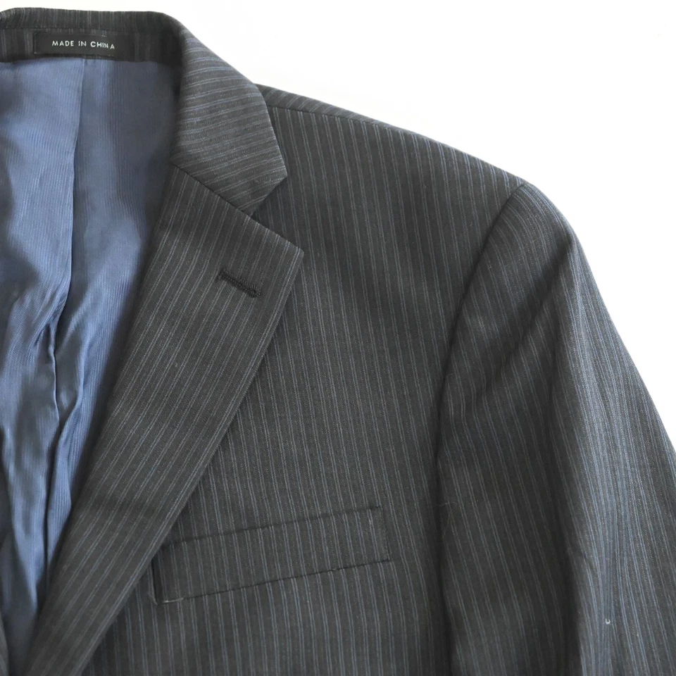 Apt 9 40S 34x30 Black Stripe 100% Wool Mens Jacket Pants Suit - Image 2 of 4