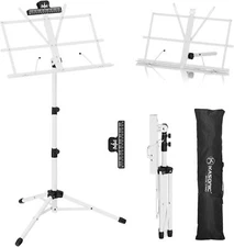 K KASONIC - Music Stand, 2 in 1 Dual-Use Folding Sheet & Desktop White 