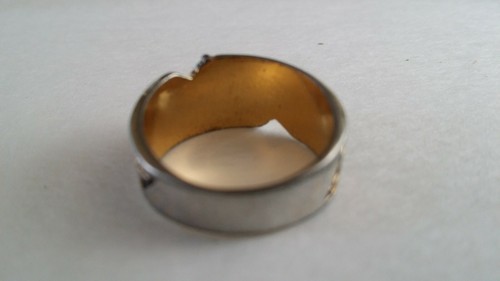 18k HGE Gold Ring with 4 glass gem pieces - Picture 2 of 3