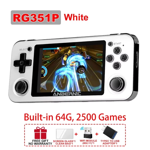 RG351P Retro Game Console, 3.5" IPS, RK3326, 2500 Games, Portable Linux System